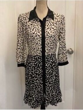 Miss Sixty Black and White Long Sleeve Shirt Dress